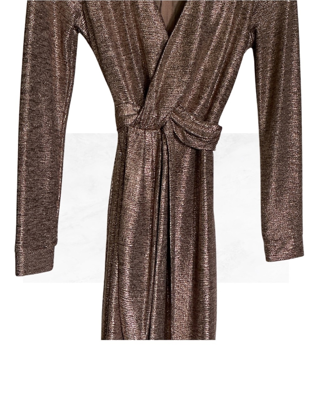 City Studio Shimmery Bronze V-Neck Dress